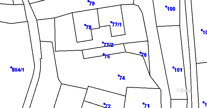 Parcela st. 75 v KÚ Český Dub, Katastrální mapa