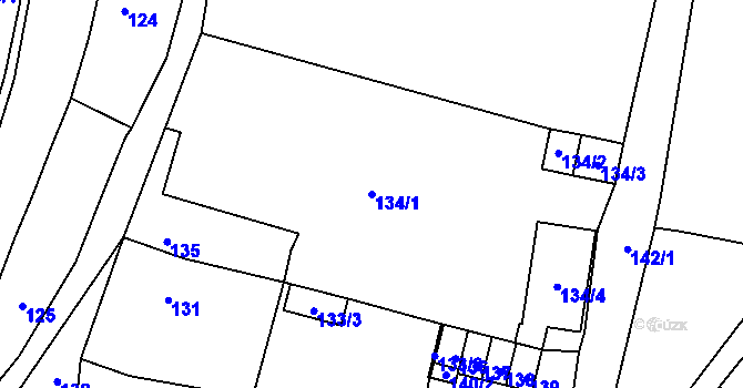 Parcela st. 134/1 v KÚ Český Dub, Katastrální mapa