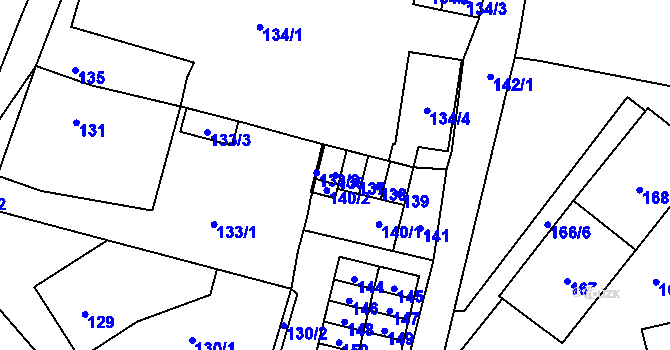 Parcela st. 136 v KÚ Český Dub, Katastrální mapa