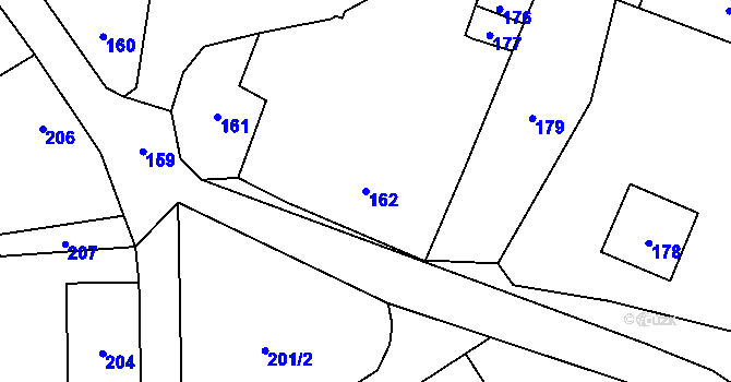 Parcela st. 162 v KÚ Český Dub, Katastrální mapa