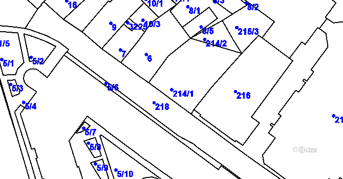 Parcela st. 214/1 v KÚ Český Dub, Katastrální mapa