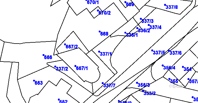 Parcela st. 337/1 v KÚ Český Dub, Katastrální mapa