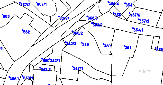 Parcela st. 349 v KÚ Český Dub, Katastrální mapa