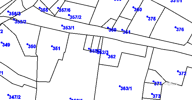 Parcela st. 352/3 v KÚ Český Dub, Katastrální mapa