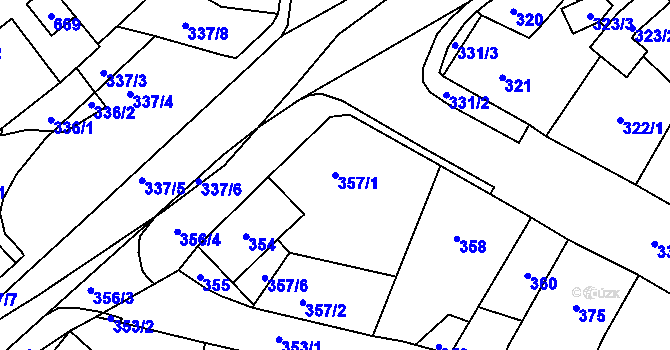Parcela st. 357/1 v KÚ Český Dub, Katastrální mapa