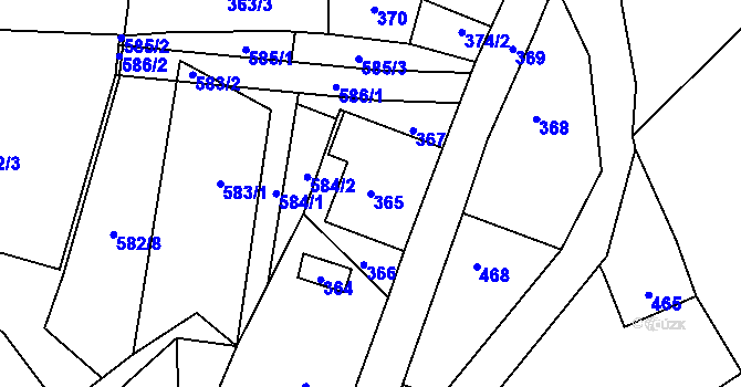 Parcela st. 365 v KÚ Český Dub, Katastrální mapa