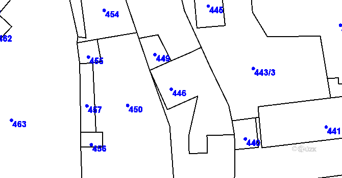 Parcela st. 446 v KÚ Český Dub, Katastrální mapa