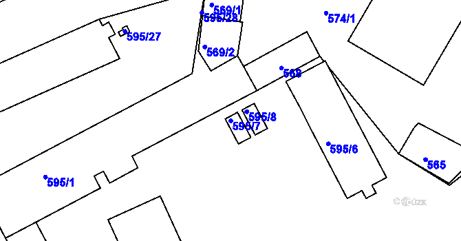 Parcela st. 595/7 v KÚ Český Dub, Katastrální mapa