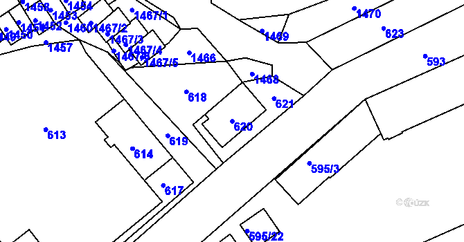 Parcela st. 620 v KÚ Český Dub, Katastrální mapa
