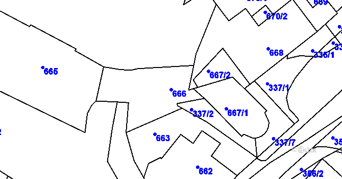 Parcela st. 666 v KÚ Český Dub, Katastrální mapa
