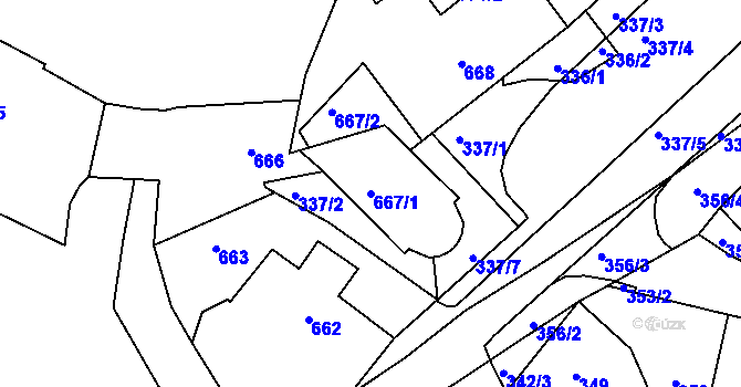 Parcela st. 667/1 v KÚ Český Dub, Katastrální mapa