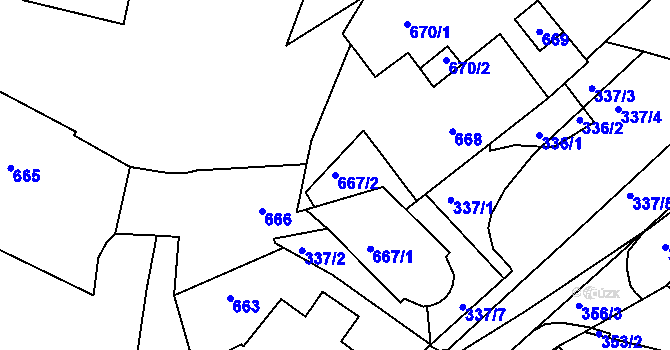 Parcela st. 667/2 v KÚ Český Dub, Katastrální mapa