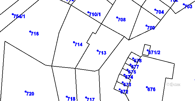 Parcela st. 713 v KÚ Český Dub, Katastrální mapa
