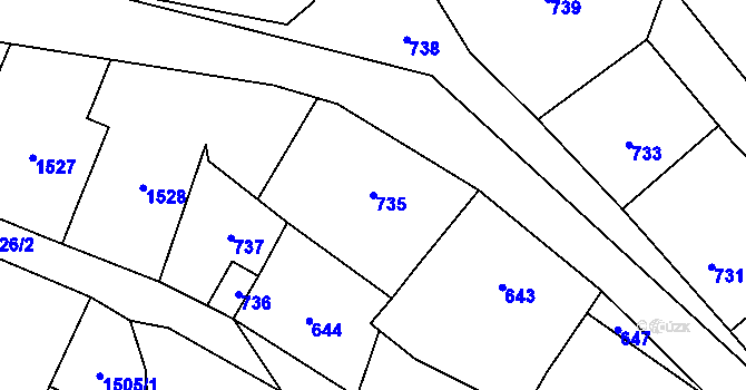 Parcela st. 735 v KÚ Český Dub, Katastrální mapa