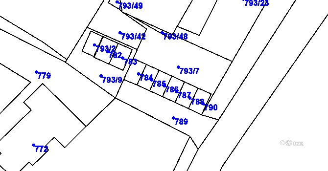 Parcela st. 786 v KÚ Český Dub, Katastrální mapa