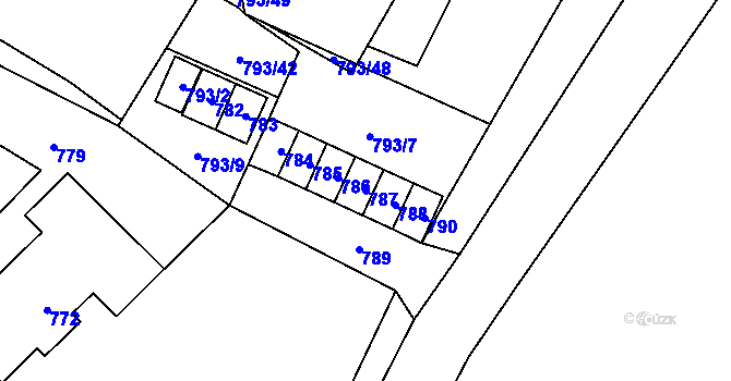 Parcela st. 787 v KÚ Český Dub, Katastrální mapa