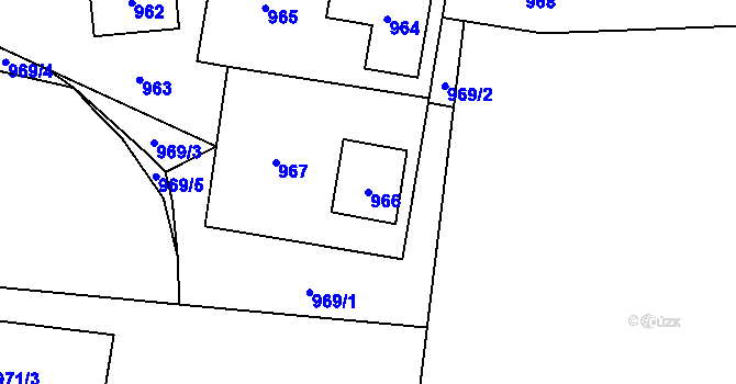 Parcela st. 966 v KÚ Český Dub, Katastrální mapa