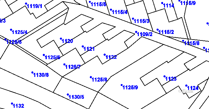 Parcela st. 1122 v KÚ Český Dub, Katastrální mapa