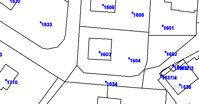 Parcela st. 1603 v KÚ Český Dub, Katastrální mapa