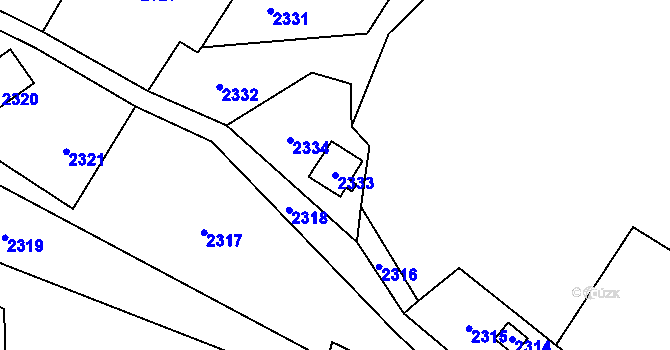 Parcela st. 2333 v KÚ Český Dub, Katastrální mapa