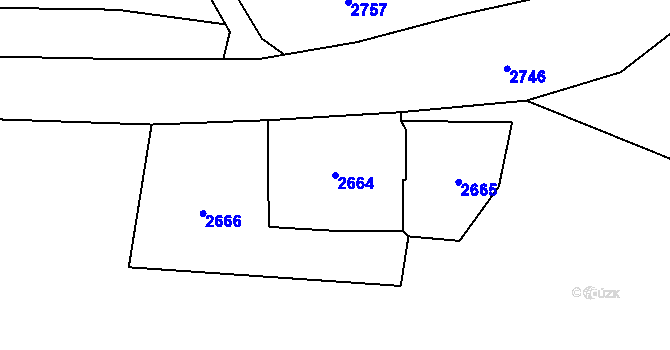 Parcela st. 2664 v KÚ Český Dub, Katastrální mapa