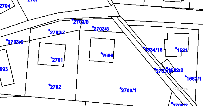 Parcela st. 2699 v KÚ Český Dub, Katastrální mapa