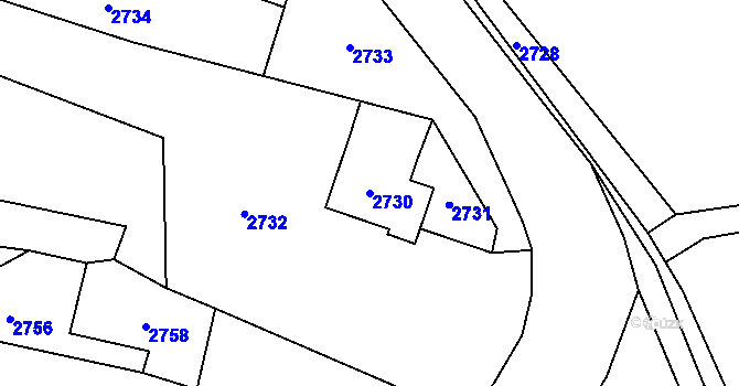Parcela st. 2730 v KÚ Český Dub, Katastrální mapa