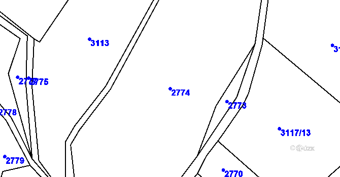 Parcela st. 2774 v KÚ Český Dub, Katastrální mapa