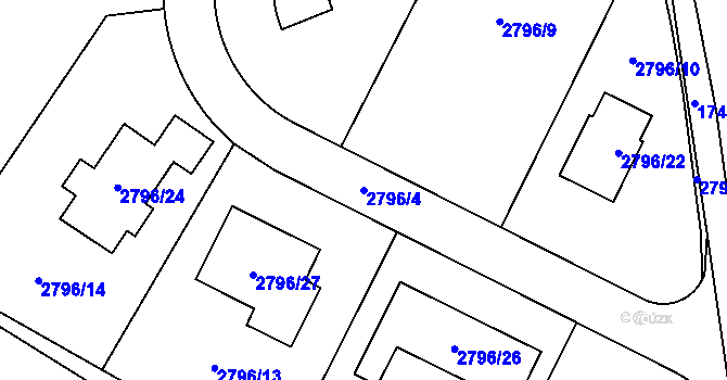 Parcela st. 2796/4 v KÚ Český Dub, Katastrální mapa
