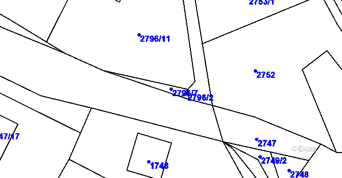 Parcela st. 2796/7 v KÚ Český Dub, Katastrální mapa