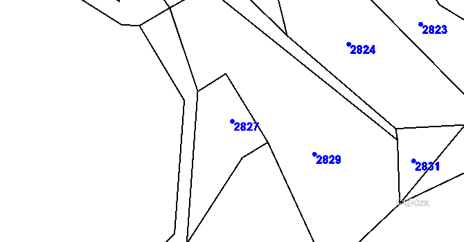 Parcela st. 2827 v KÚ Český Dub, Katastrální mapa
