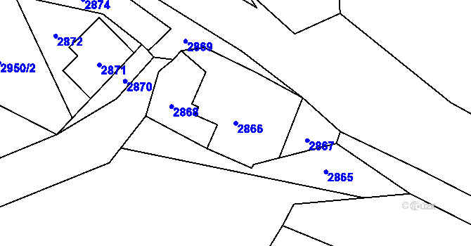 Parcela st. 2866 v KÚ Český Dub, Katastrální mapa