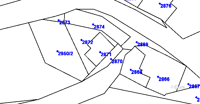 Parcela st. 2871 v KÚ Český Dub, Katastrální mapa