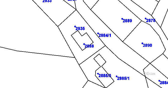 Parcela st. 2888 v KÚ Český Dub, Katastrální mapa