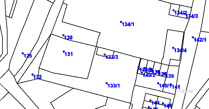 Parcela st. 133/3 v KÚ Český Dub, Katastrální mapa