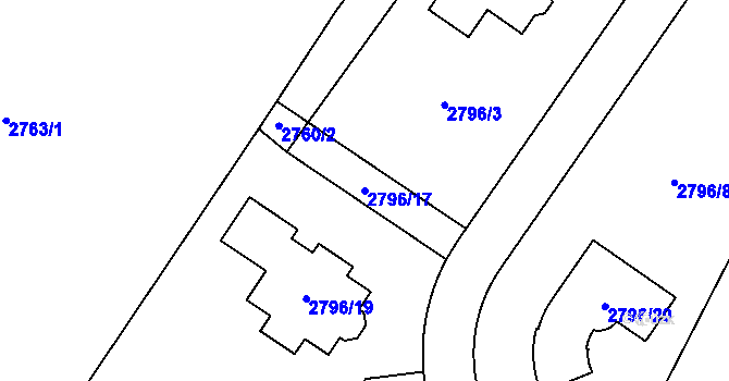 Parcela st. 2796/17 v KÚ Český Dub, Katastrální mapa