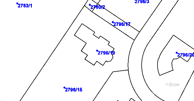 Parcela st. 2796/19 v KÚ Český Dub, Katastrální mapa