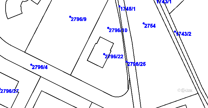 Parcela st. 2796/22 v KÚ Český Dub, Katastrální mapa