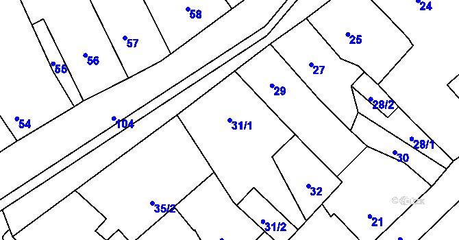 Parcela st. 31/1 v KÚ Český Dub, Katastrální mapa