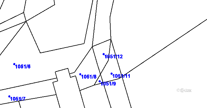 Parcela st. 1051/12 v KÚ Český Dub, Katastrální mapa