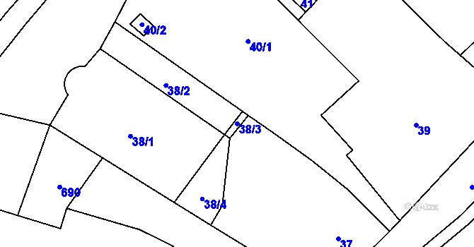 Parcela st. 38/3 v KÚ Český Dub, Katastrální mapa