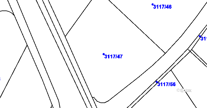 Parcela st. 3117/47 v KÚ Český Dub, Katastrální mapa