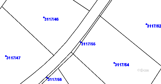 Parcela st. 3117/55 v KÚ Český Dub, Katastrální mapa