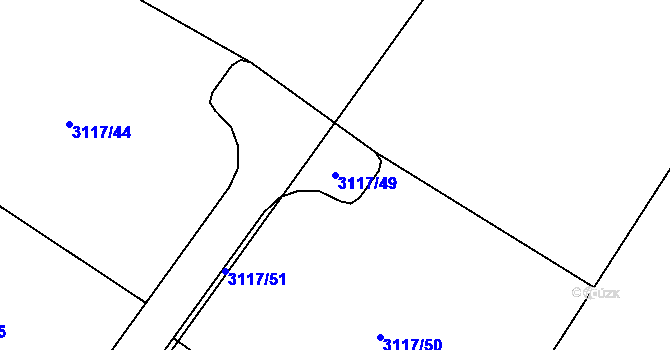 Parcela st. 3117/49 v KÚ Český Dub, Katastrální mapa