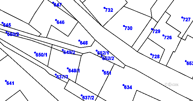 Parcela st. 652/1 v KÚ Český Dub, Katastrální mapa
