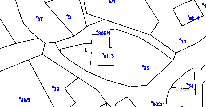 Parcela st. 3 v KÚ Smržov u Českého Dubu, Katastrální mapa