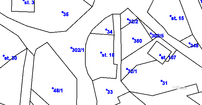 Parcela st. 18 v KÚ Smržov u Českého Dubu, Katastrální mapa