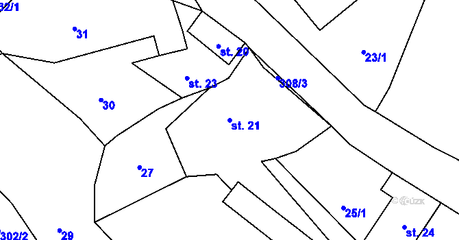 Parcela st. 21 v KÚ Smržov u Českého Dubu, Katastrální mapa