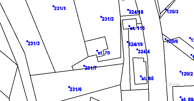 Parcela st. 70 v KÚ Smržov u Českého Dubu, Katastrální mapa