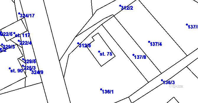 Parcela st. 75 v KÚ Smržov u Českého Dubu, Katastrální mapa